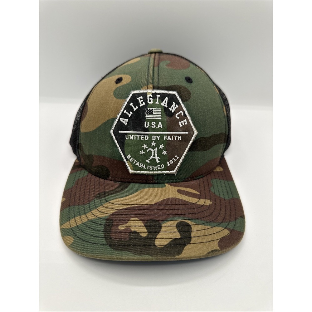 Allegiance Camouflage Black Mesh Logo Trucker Hat Cap SnapBack Adjustable
